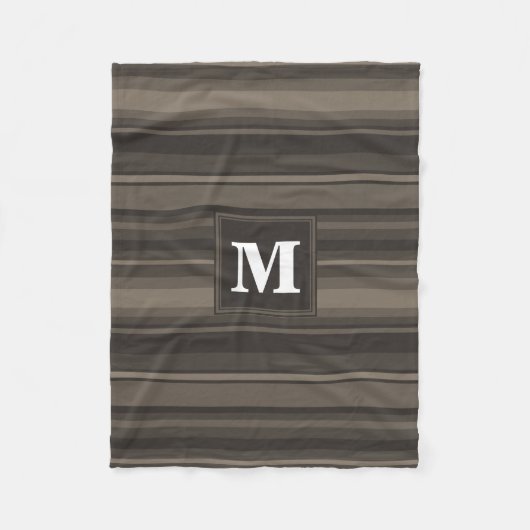 Couverture Polaire Bandes taupe monogramme (Devant)