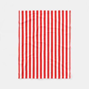 Couverture Polaire Bandes verticales de taille moyenne rouge et blanc