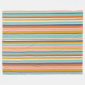 Couverture Polaire Bandes verticales rétrospectives bleu orange et ja (Devant (Horizontal))