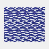 Couverture Polaire Bandes zébrées - Bleu foncé de cobalt et blanc (Devant (Horizontal))