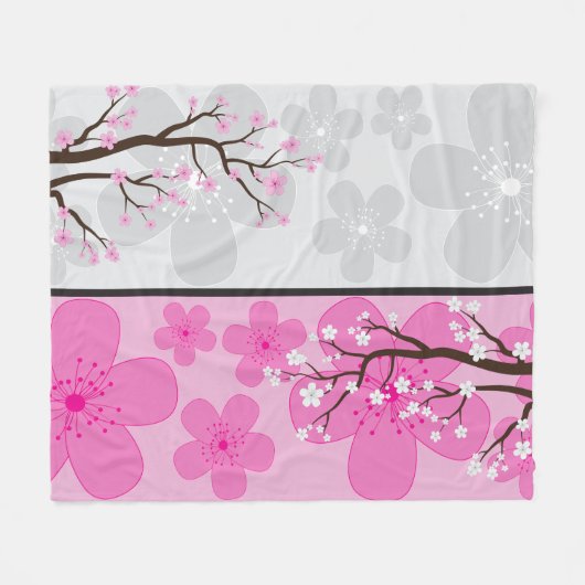 Couverture Polaire Bannières de fleurs de cerisier (Devant (Horizontal))