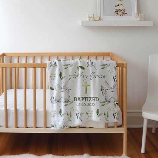 Couverture Polaire Baptême avec croix, Grotte Blanche