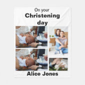 Couverture Polaire Baptême Personnalisé 4 Photo Collage (Devant)