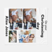 Couverture Polaire Baptême Personnalisé 4 Photo Collage (Devant (Horizontal))