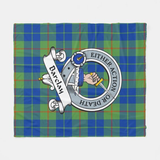 Couverture Polaire Barclay Chasse Ancien Clan Badge Tartan Plaid (Devant (Horizontal))