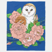 Couverture Polaire Barne Chouette Fleurs roses Bleu (Devant)