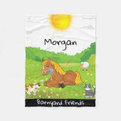 Couverture Polaire Barnyard Amis Pony, Chat, Chien, Poulet, Agneau (Devant)