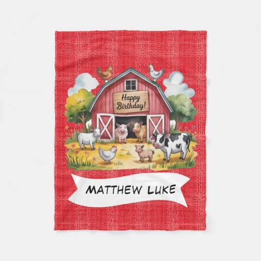 Couverture Polaire Barnyard Animaux 1er. Cadeau de fête d'anniversair (Devant)