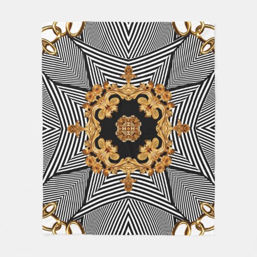 Couverture Polaire Baroque doré et chaînes motif ornement (Devant)