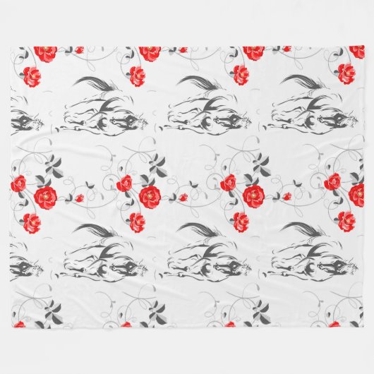 Couverture Polaire Baroque Horse Fleece Blanche (Devant (Horizontal))