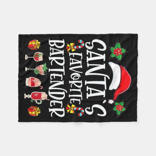 Couverture Polaire Bartender Xmas Gift Santa's Favorite Bartender Chr (Devant (Horizontal))