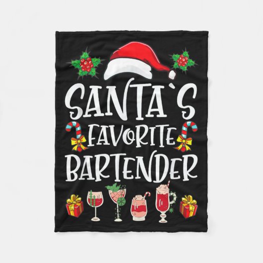 Couverture Polaire Bartender Xmas Gift Santa's Favorite Bartender Chr (Devant)