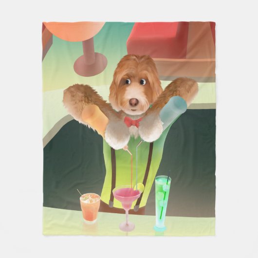 Couverture Polaire Bartending Dog in Retro Bar (Devant)