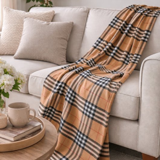 Couverture Polaire Base Chic Tan Chaud Blanc Noir Brown Tartan