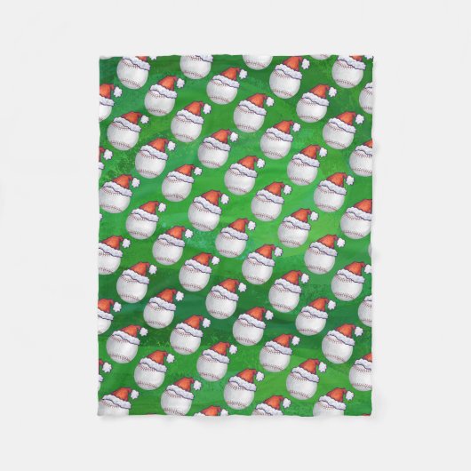 Couverture Polaire Baseball à Santa Hat Motif sur Vert (Devant)