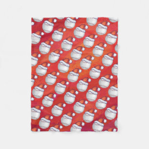 Couverture Polaire Baseball avec Santa Hat sur Rouge