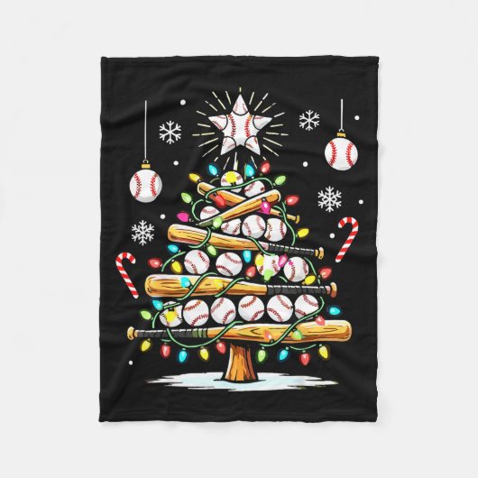 Couverture Polaire Baseball Christmas Tree Lights  (Devant)