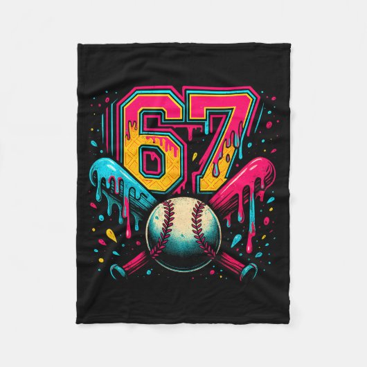 Couverture Polaire Baseball Drip 6 7 Number 67 Six Seven Meme Mens Bo (Devant)