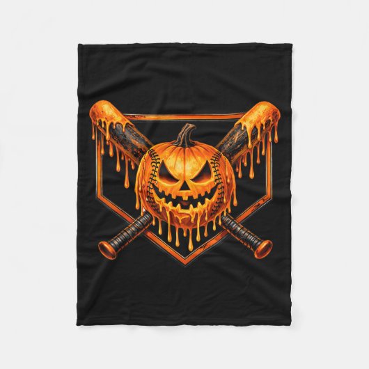 Couverture Polaire Baseball Drip Citrouille Fantôme Effrayant Hallowe (Devant)