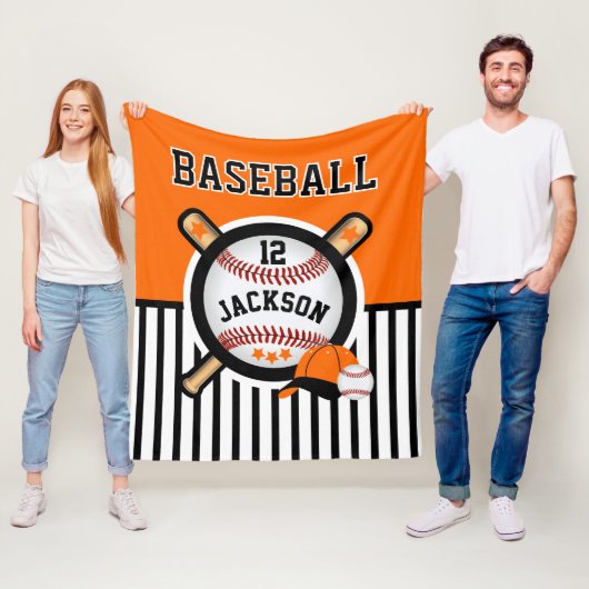 Couverture Polaire Baseball ⚾ étoile - Orange et Noir (En situation)