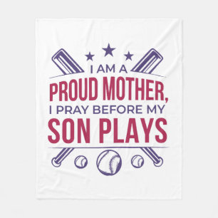 Couverture Polaire Baseball Fier Mère Je Prie Avant Que Mon Fils Ne J