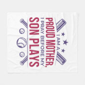 Couverture Polaire Baseball Fier Mère Je Prie Avant Que Mon Fils Ne J (Devant (Horizontal))