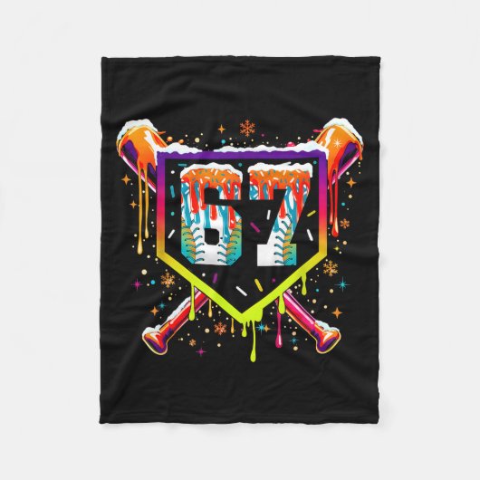 Couverture Polaire Baseball Ice Cream Drip Number 67 Six Seven Meme C (Devant)