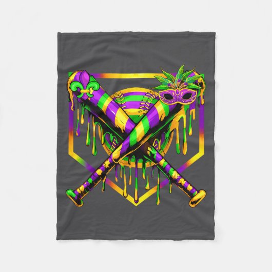 Couverture Polaire Baseball Mardi Gras Carnival Party Mask Ice Cream  (Devant)
