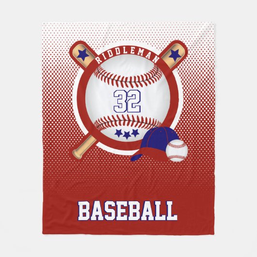 Couverture Polaire Baseball - Rouge et Bleu foncé - DO-IT-YOURSELF Te (Devant)