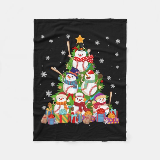 Couverture Polaire Baseball Snowman Arbre de Noël Pitchers Catchers (Devant)