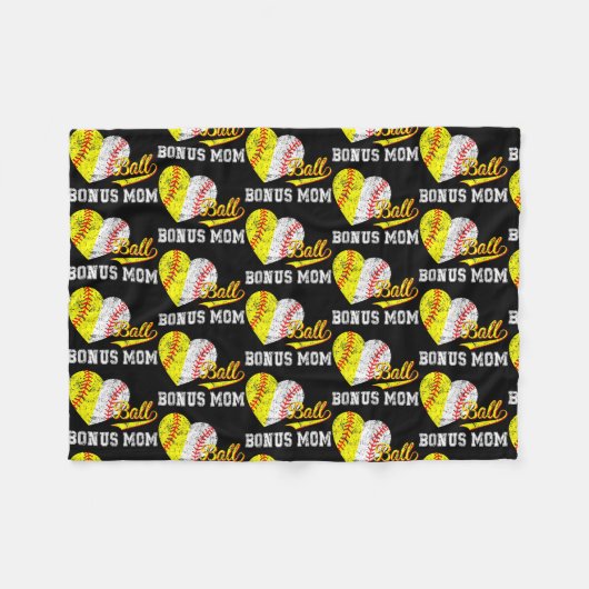 Couverture Polaire Baseball Softball Ball Coeur Bonus Maman Mère (Devant (Horizontal))