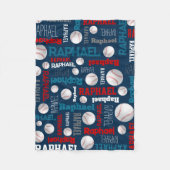 Couverture Polaire Baseball sport bleu rouge blanc nom personnalisé (Devant)