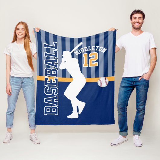 Couverture Polaire Baseball ⚾ Sport en bleu foncé et or (En situation)