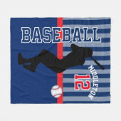 Couverture Polaire Baseball ⚾ Sport en bleu foncé et rouge (Devant (Horizontal))