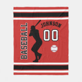 Couverture Polaire Baseball ⚾ Sport en Rouge foncé, Noir et Blanc (Devant)