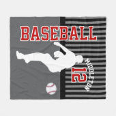 Couverture Polaire Baseball ⚾ Sport - Gris, Noir et Rouge (Devant (Horizontal))