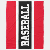 Couverture Polaire BASEBALL Sportif Rouge clair Noir Blanc rayures (Devant)