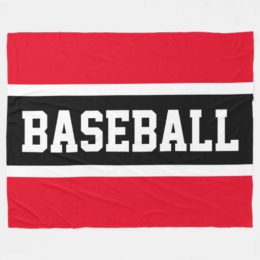 Couverture Polaire BASEBALL Sportif Rouge clair Noir Blanc rayures (Devant (Horizontal))