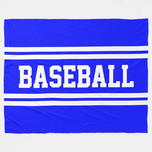 Couverture Polaire BASEBALL Sporty Bleu Clair Blanc Rayures de Course (Devant (Horizontal))