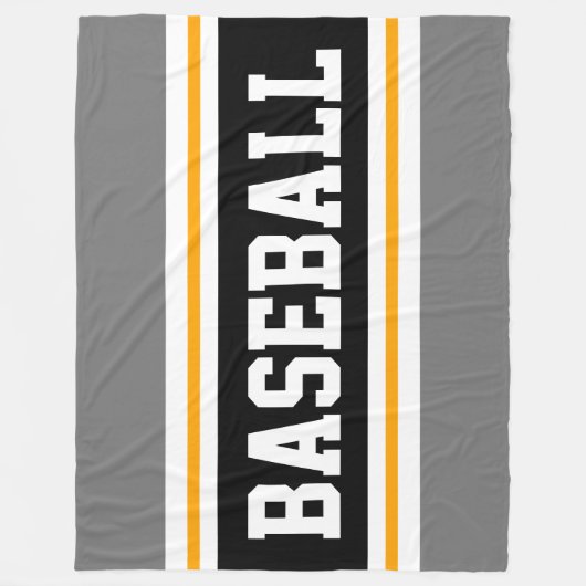 Couverture Polaire BASEBALL Sporty Gris Jaune Black Stripes Athletiqu (Devant)