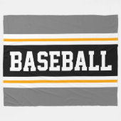 Couverture Polaire BASEBALL Sporty Gris Jaune Black Stripes Athletiqu (Devant (Horizontal))