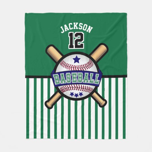 Couverture Polaire Baseball ⚾ Star - Bleu foncé et Vert (Devant)