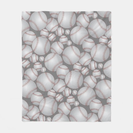 Couverture Polaire Baseballs Colorés Motif Gris (Devant)