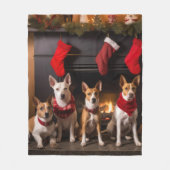 Couverture Polaire Basenji au coin du feu Noël (Devant)