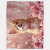 Couverture Polaire Basenji avec des roses - Saint-Valentin (Devant)