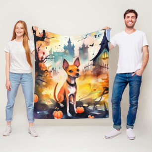 Couverture Polaire Basenji D'Halloween Avec Peur Citrouille