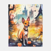 Couverture Polaire Basenji D'Halloween Avec Peur Citrouille (Devant)