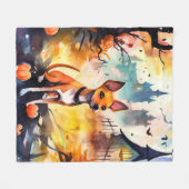 Couverture Polaire Basenji D'Halloween Avec Peur Citrouille (Devant (Horizontal))