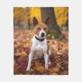 Couverture Polaire Basenji en automne Feuilles automne Inspiration (Devant)