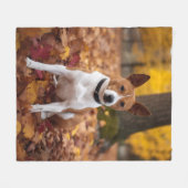 Couverture Polaire Basenji en automne Feuilles automne Inspiration (Devant (Horizontal))